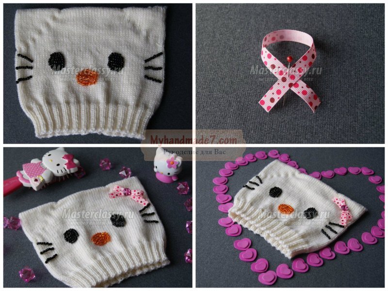 Вязание шапочки для девочки: пошаговый мк. Hello Kitty