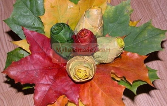 Букет из листьев - красивая поделка для детей и взрослых