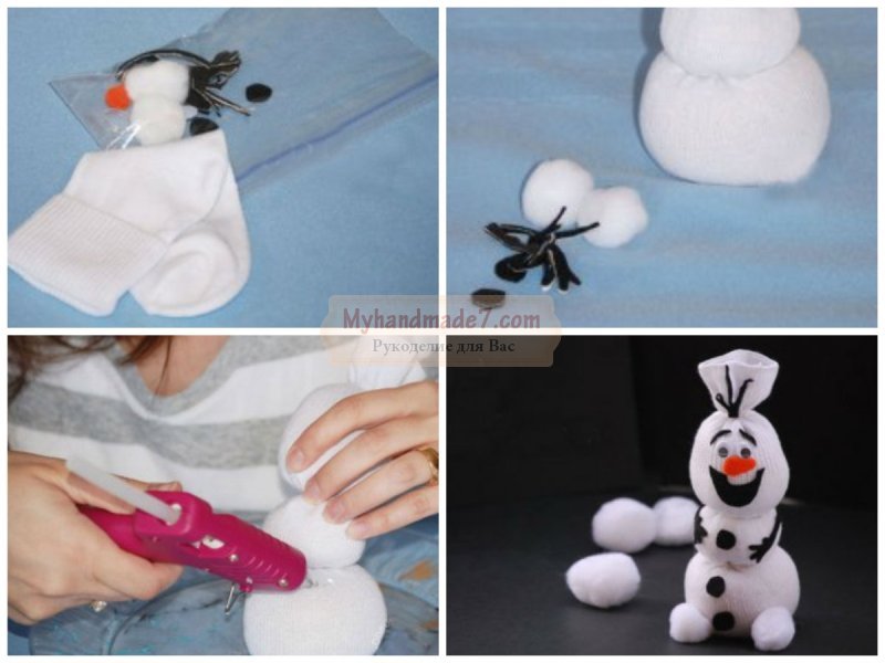 Снеговик из носков пошаговая инструкция
