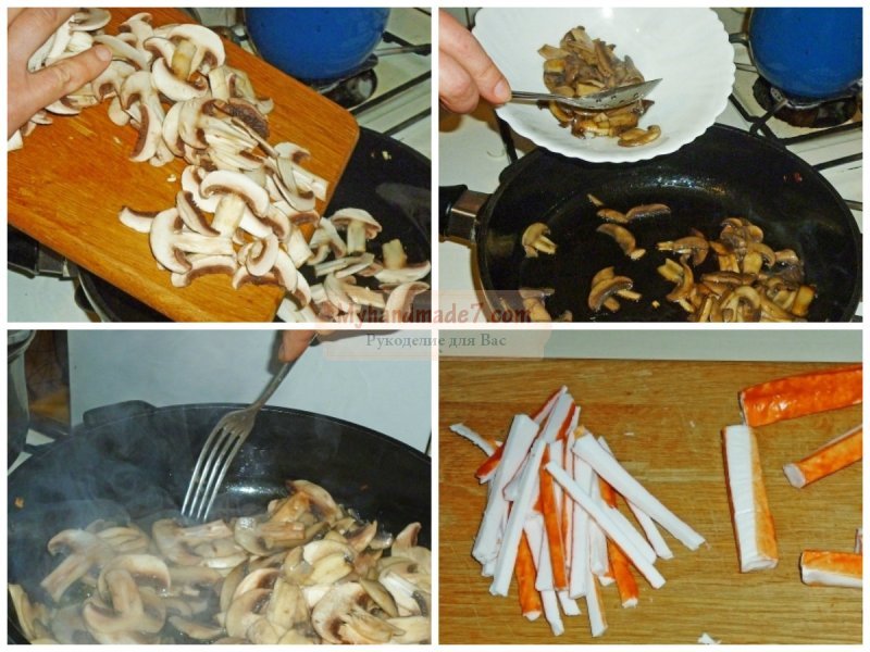 Салат с жареными грибами: пошаговые рецепты с фото