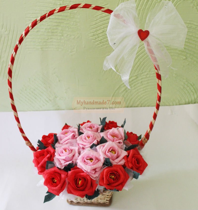 розы из бумаги с конфетами: пошаговый мастер-класс с фото