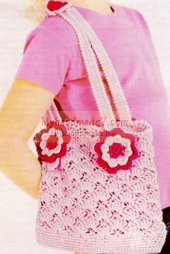 Вязание крючком сумки с розой