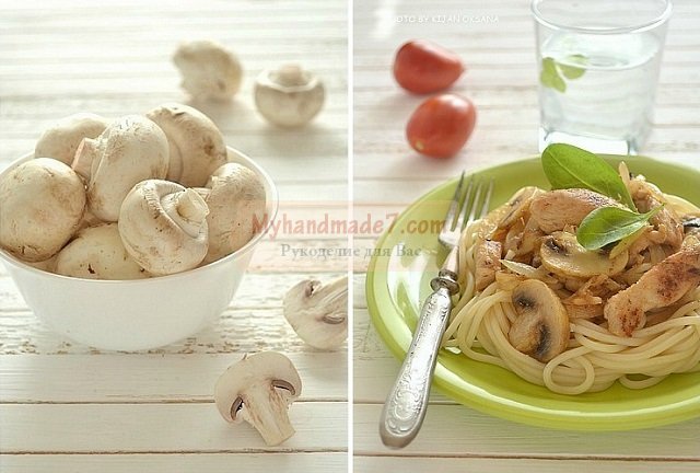 Паста с курицей и грибами: рецепты с фото