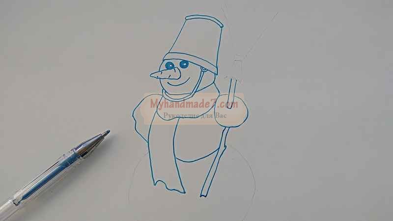 Как нарисовать снеговика поэтапно