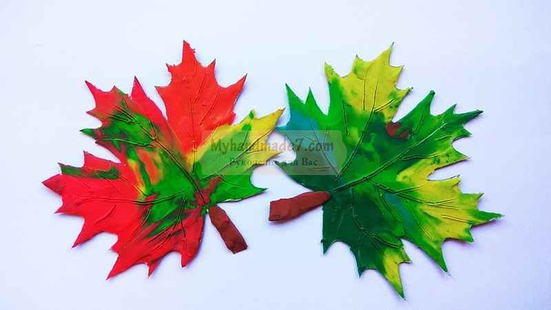 Осенние листья в технике пластилинография. Пошаговая инструкция с фото