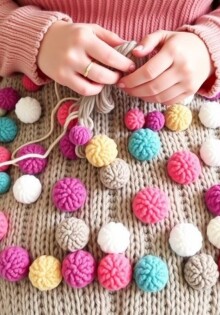 Плед из помпонов: уют и цветная магия на каждый вечер