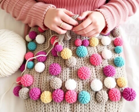 Плед из помпонов: уют и цветная магия на каждый вечер