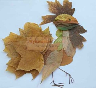 Аппликация из осенних листьев «Петух». Пошаговый мастер-класс с фото. Подробная инструкция