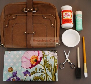 Декупаж  летней сумки цветами