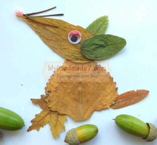 Аппликация из осенних листьев – крыса. Пошаговая инструкция с фото. Природные поделки для детей