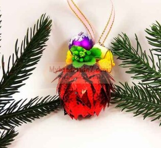 Елочная игрушка: шишка из пайеток. Пошаговый мастер-класс с фото