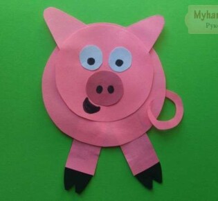 Новогодняя аппликация 2019. «Поросенок». Пошаговый мастер-класс и видео урок