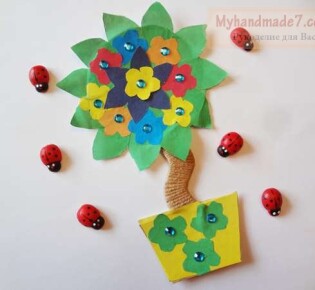 Топиарий-магнит из бумаги своими руками. Детские поделки из бумаги. Пошаговый мастер-класс с фото
