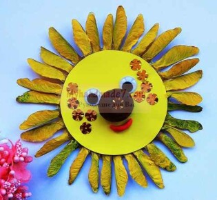 Солнышко из природных материалов и бумаги. Пошаговый мастер-класс с фото