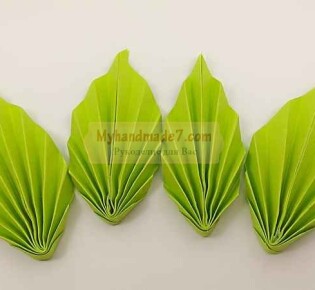 Простые поделки с детьми. Объемные листики-гармошки из бумаги. Пошаговая инструкция с фото