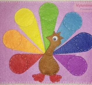 Развивающая игра из фетра \»Павлин\» — изучение цветов: пошаговый мастер-класс с фото