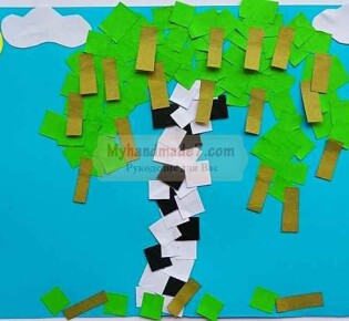 Красивая Аппликация из бумаги «Береза». ТОП — 30 идей. Пошаговая инструкция с фото