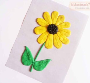 Красивая открытка с подсолнухом из пластилина: пошаговый мастер-класс с фото