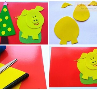 Новогодняя открытка 2019 со свинкой своими руками: лучшие идеи с фото