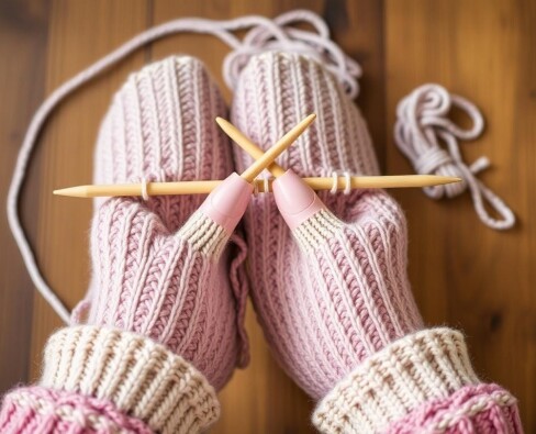 Шерстяной след на ступнях: как освоить вязание носков спицами