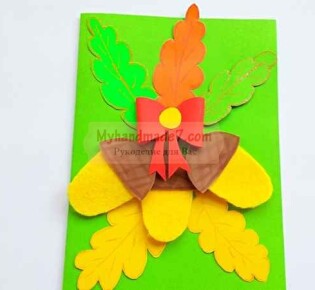 Осенние аппликации из бумаги и фетра. ТОП — 25 идей с фото. Детская аппликация «Желуди»