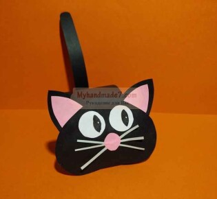 Детская поделка из цветной бумаги \»Черный котик\». Пошаговый мастер-класс с фото