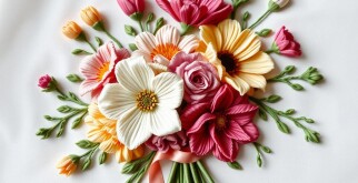 Вышивка лентами букета цветов: искусство превращать ткани в живые цветы