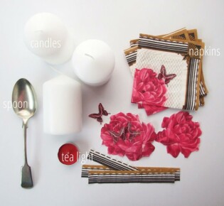 Свечи декорированные в технике декупаж: мастер -класс