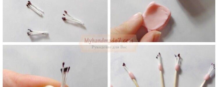 Заколки для волос своими руками. Веточка  цветов. Пошаговый мастер-класс с фото