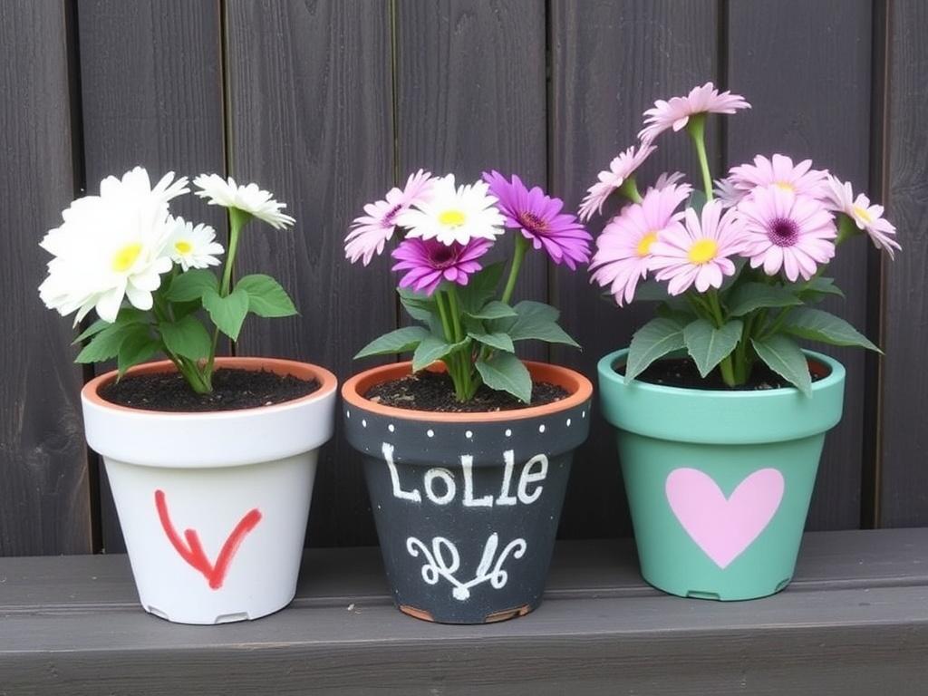Personnaliser ses pots de fleurs avec de la peinture à la craie.. Idées créatives pour varier les styles Personnaliser ses pots de fleurs avec de la peinture à la craie.. Idées créatives pour varier les styles