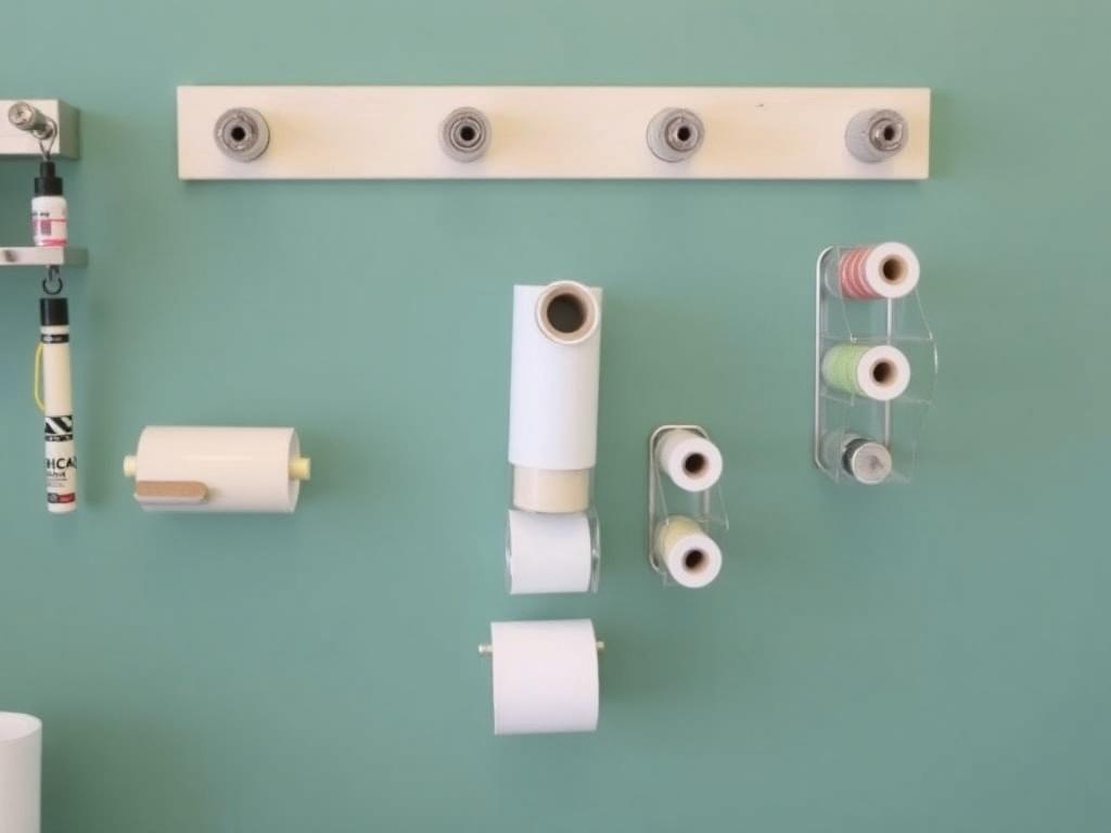 Dix idées de rangement DIY pour organiser son atelier créatif.. Idée 4 : porte-rouleaux et distributeurs verticaux Dix idées de rangement DIY pour organiser son atelier créatif.. Idée 4 : porte-rouleaux et distributeurs verticaux