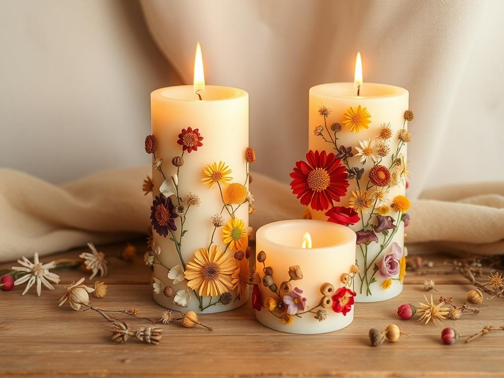 Décorer des bougies avec de la cire d'abeille : un projet naturel et poétique.. Projets pas à pas : collage de fleurs séchées Décorer des bougies avec de la cire d'abeille : un projet naturel et poétique.. Projets pas à pas : collage de fleurs séchées