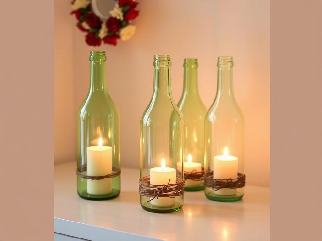 Convierte botellas de vidrio en portavelas decorativos.. Ideas para festividades y temporadas Convierte botellas de vidrio en portavelas decorativos.. Ideas para festividades y temporadas
