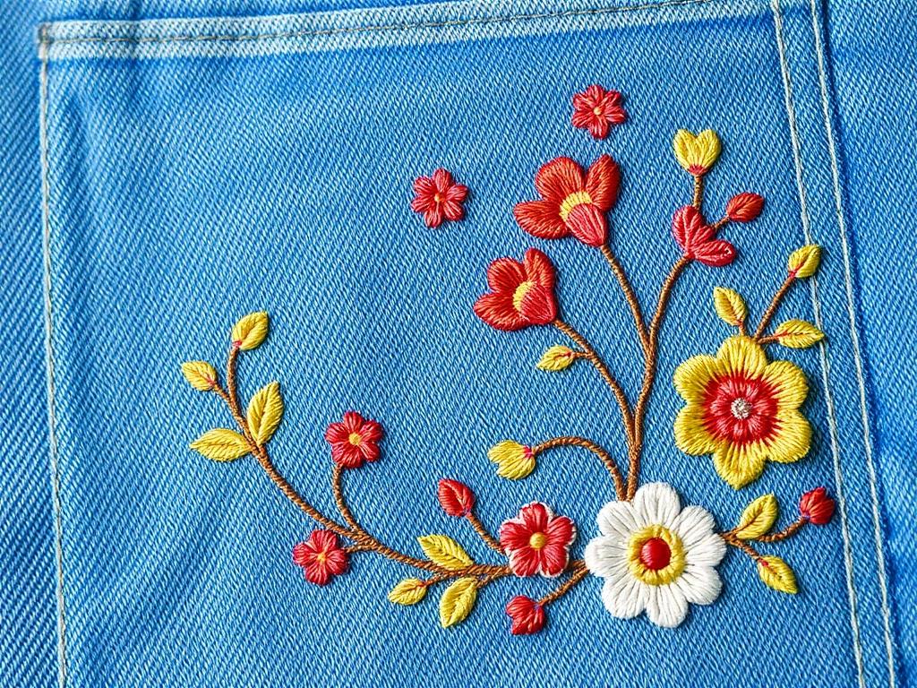 Вышивка на джинсовой ткани. Дизайн и выбор мотивов: от геометрии до флоры Вышивка на джинсовой ткани. Дизайн и выбор мотивов: от геометрии до флоры