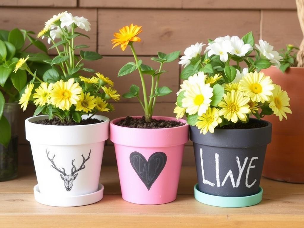 Personnaliser ses pots de fleurs avec de la peinture à la craie.. Protéger les plantes pendant le travail Personnaliser ses pots de fleurs avec de la peinture à la craie.. Protéger les plantes pendant le travail