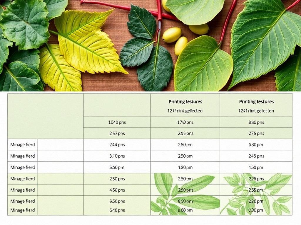 Técnicas de estampación con hojas naturales.. Tabla comparativa de técnicas Técnicas de estampación con hojas naturales.. Tabla comparativa de técnicas
