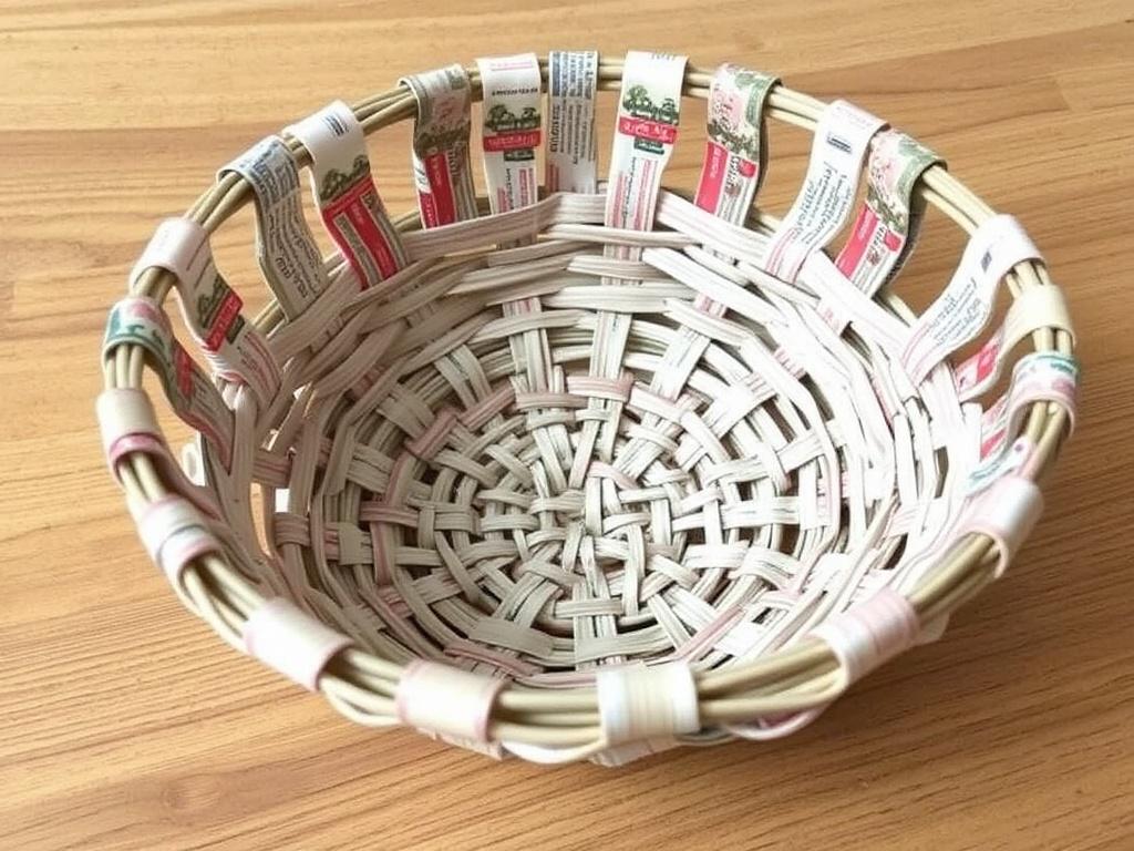 Плетение корзины из газетных трубочек. Завершение и размышления Плетение корзины из газетных трубочек. Завершение и размышления