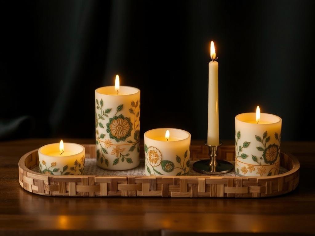 Décorer des bougies avec de la cire d'abeille : un projet naturel et poétique.. Projets pas à pas : mosaïque de petits plateaux Décorer des bougies avec de la cire d'abeille : un projet naturel et poétique.. Projets pas à pas : mosaïque de petits plateaux