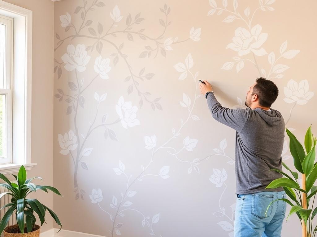 Роспись стен трафаретным методом. Процесс росписи Роспись стен трафаретным методом. Процесс росписи