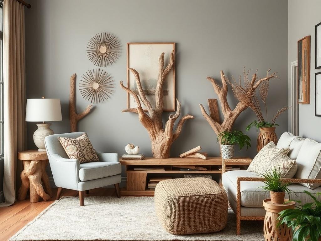 Décorer son intérieur avec des éléments en bois flotté.. Associer le bois flotté avec d'autres matériaux Décorer son intérieur avec des éléments en bois flotté.. Associer le bois flotté avec d'autres matériaux