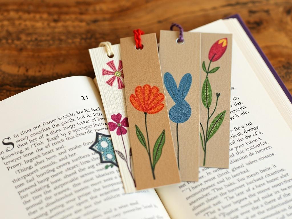 Marca páginas originales hechos con cartón y telas.. Accesibilidad y sostenibilidad Marca páginas originales hechos con cartón y telas.. Accesibilidad y sostenibilidad