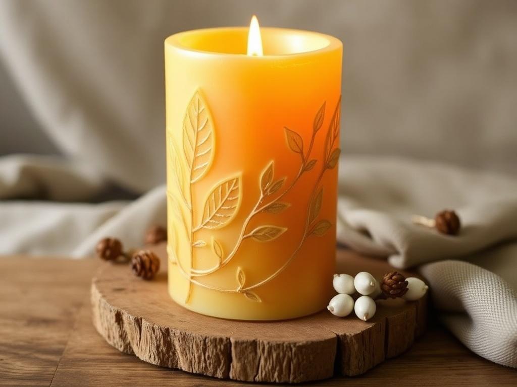 Décorer des bougies avec de la cire d'abeille : un projet naturel et poétique.. Projets pas à pas : motif embossé Décorer des bougies avec de la cire d'abeille : un projet naturel et poétique.. Projets pas à pas : motif embossé