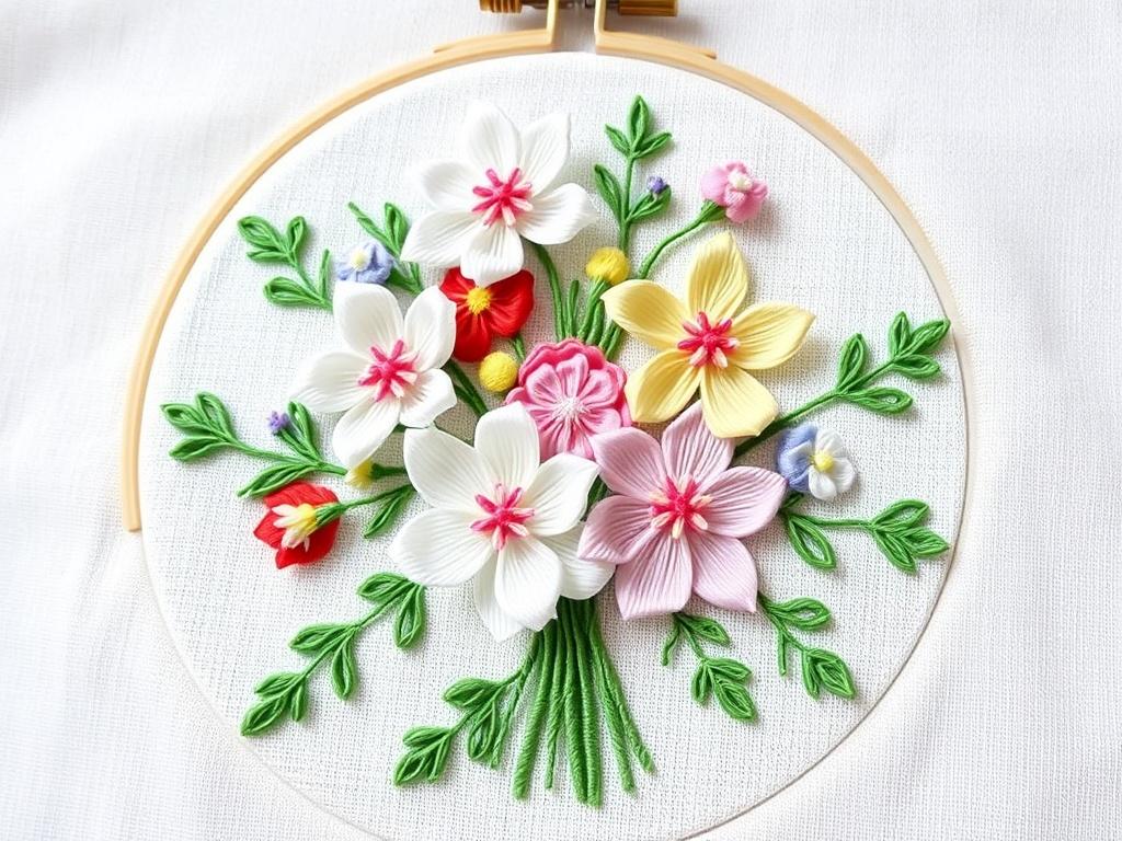 Вышивка лентами букета цветов. Секреты ухода за готовой вещью Вышивка лентами букета цветов. Секреты ухода за готовой вещью