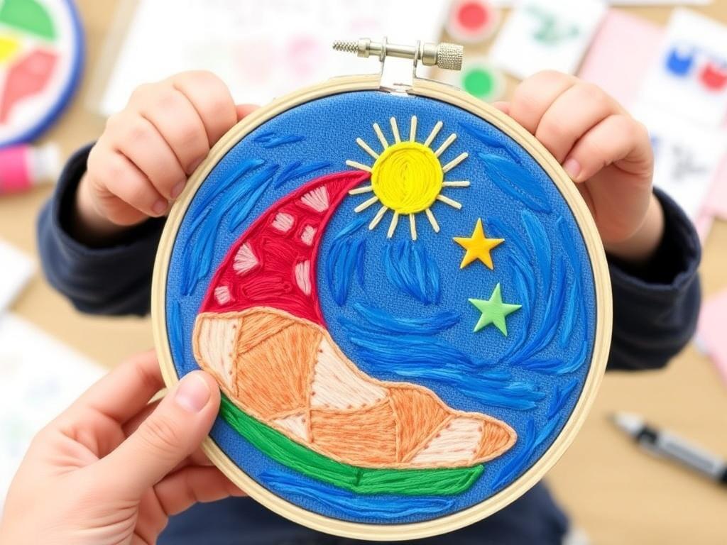 Turning Children's Art into Embroidered Keepsakes. Teaching kids to embroider their own art Turning Children's Art into Embroidered Keepsakes. Teaching kids to embroider their own art