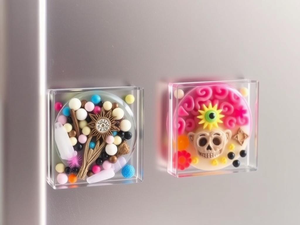 Crea tus propios imanes para el refrigerador.. Proyecto 3: resina y objetos encapsulados Crea tus propios imanes para el refrigerador.. Proyecto 3: resina y objetos encapsulados