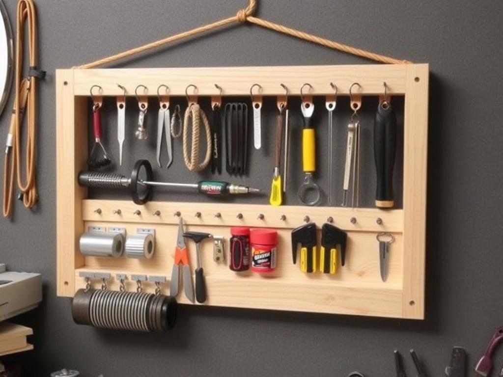 Dix idées de rangement DIY pour organiser son atelier créatif.. Idée 7 : cadre d'atelier suspendu pour petites pièces Dix idées de rangement DIY pour organiser son atelier créatif.. Idée 7 : cadre d'atelier suspendu pour petites pièces