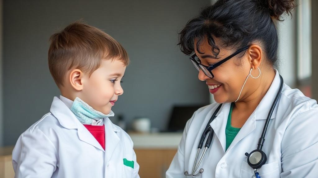 A child and a doctor. A child and a doctor.фото
